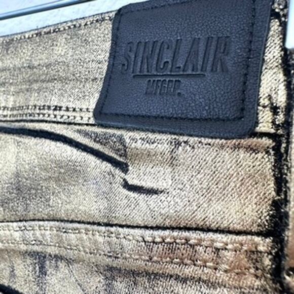 Sinclair Manufacturing Metallic Gold Pants Size 30 Modern Glam Statement - Picture 5 of 9